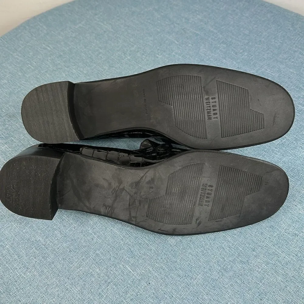 Stuart Weitzman Oxfords Vintage Black Patent Leather Loafers Size 8 M